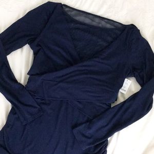 WHBM Navy Criss Cross Top